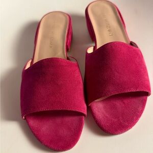Stuart Weitzman Fuchsia Suede Slip-On Mules